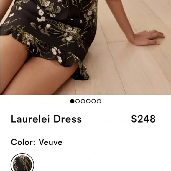 NWOT Reformation Lauralei Black Ruffled Puff Sleeve Veuve Floral Mini Dress 4 XS - Picture 9 of 13